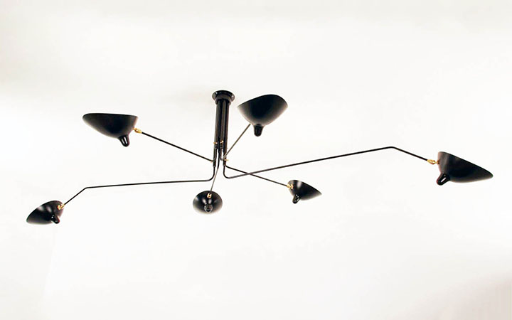 6 Arms Ceiling Lamp by Serge Mouille Pendant Lamps